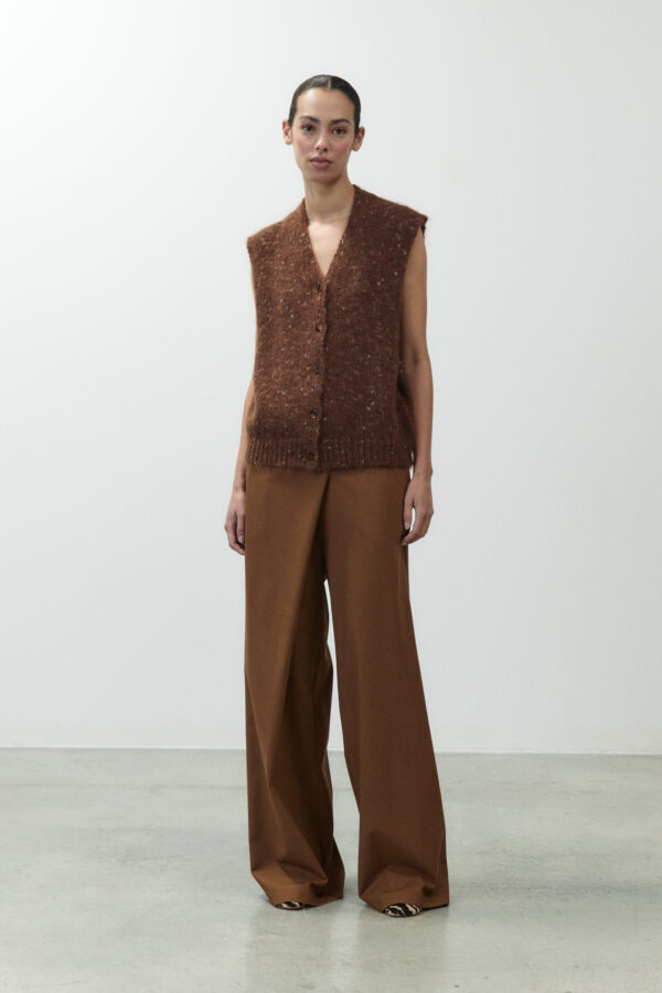 GILET FANTASY WOOL COGNAC