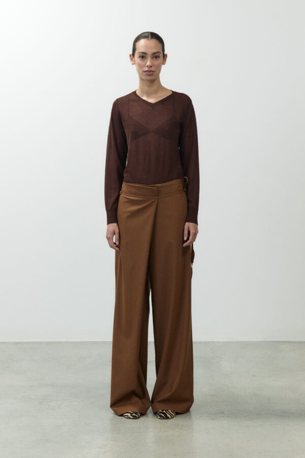 PANTALONE MAXI PIEGONE COGNAC
