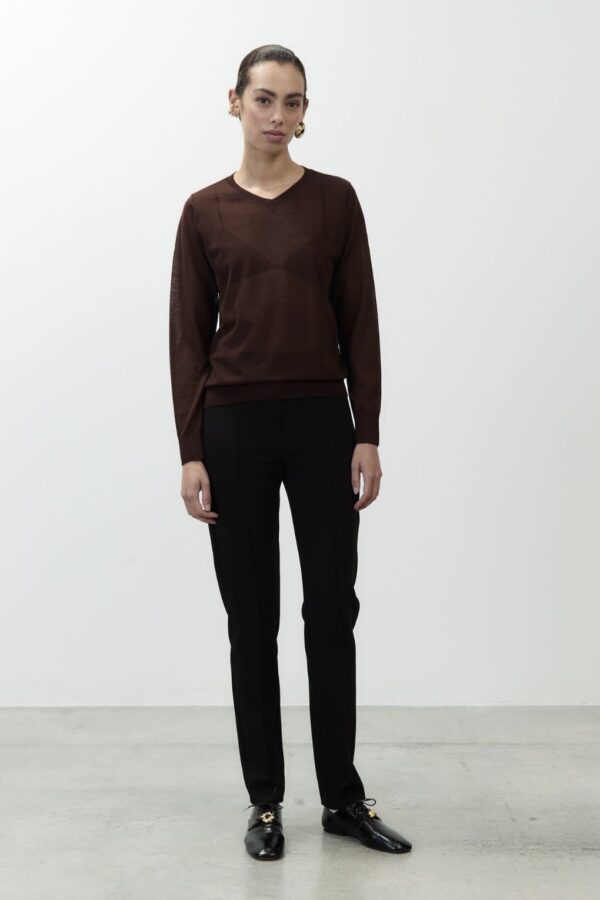 MAGLIA LIGHT WOOL SCOLLO V CACAO