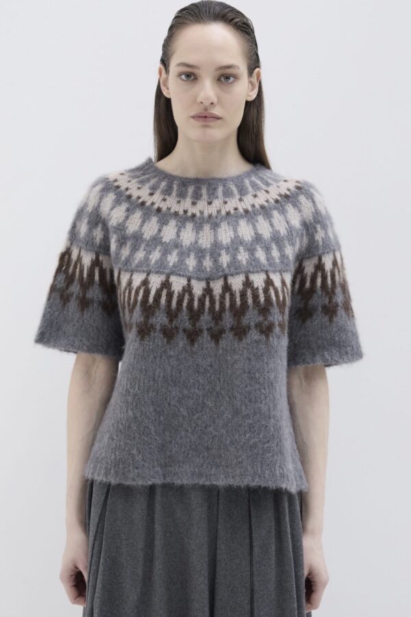 NORWEGIAN ROUNDNECK HALF SLEEVES IN BRUSHED ALPACA