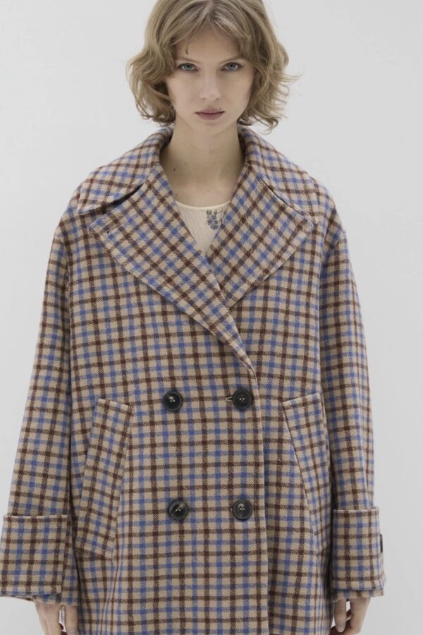 COAT IN COLORED CHECK VIRGIN WOOL